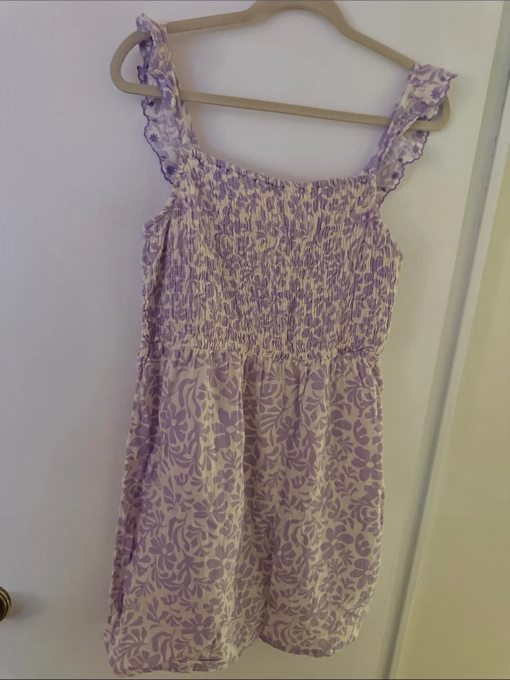 Old Navy Lavender and Cream Floral Smocked Sundress